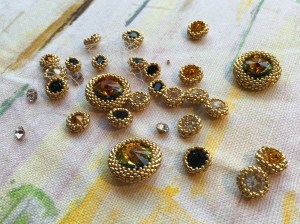 Sapphires & Gold - in progress - Sarah Cryer Beadwork