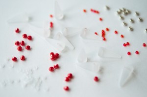 Matte Crystal, Scarlet & Silver Spikes